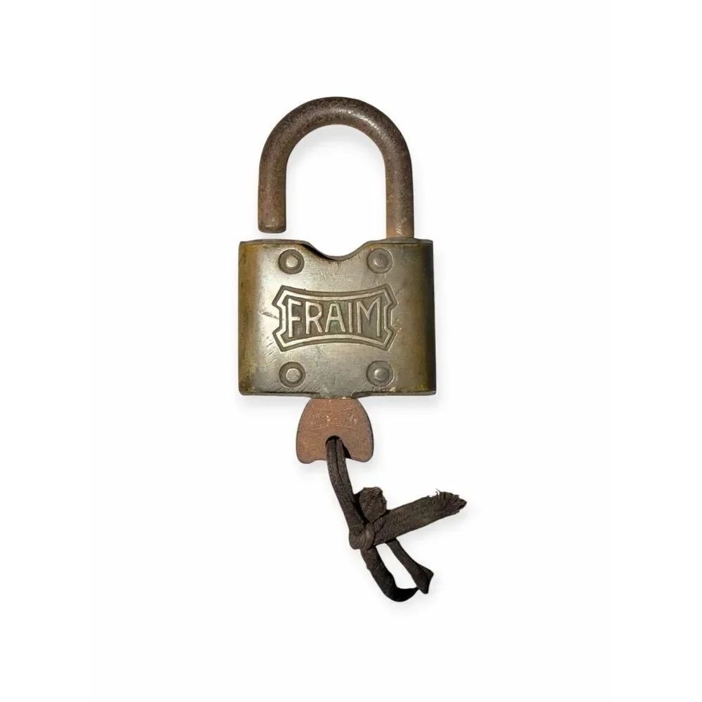 Vintage E.T. FRAIM Padlock Lancaster PA USA Brass with Original Key Antique Lock